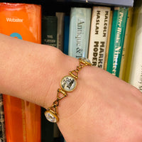 World War ll Era Reverse Painted Crystal Bracelet with Naval Theme