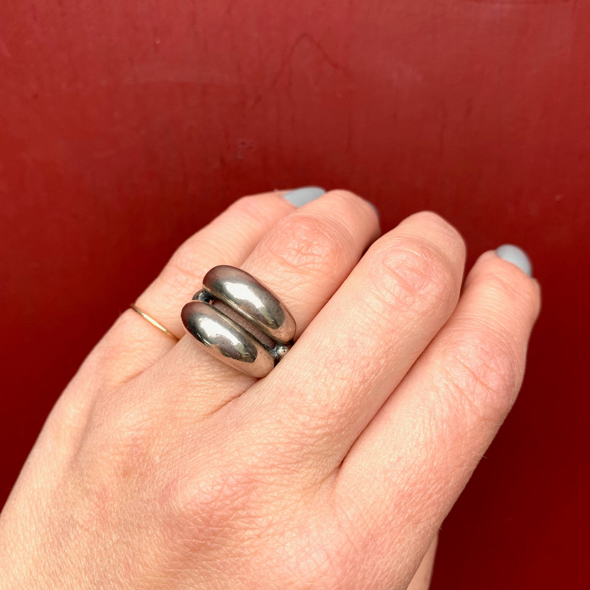 Double Domed Modernist Sterling Band