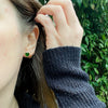 Deep Green Diopside Recycled Gold Studs