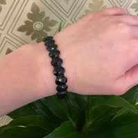 Moulded Black Glass Czech Bead Bracelet