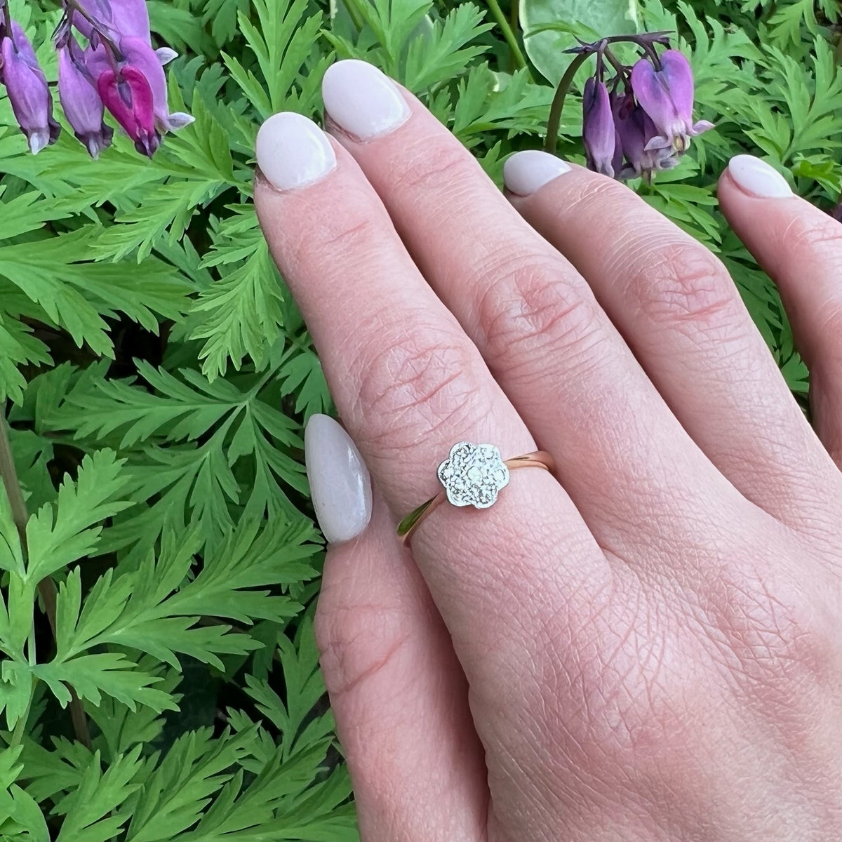 Petite Antique Diamond Cluster Flower Ring