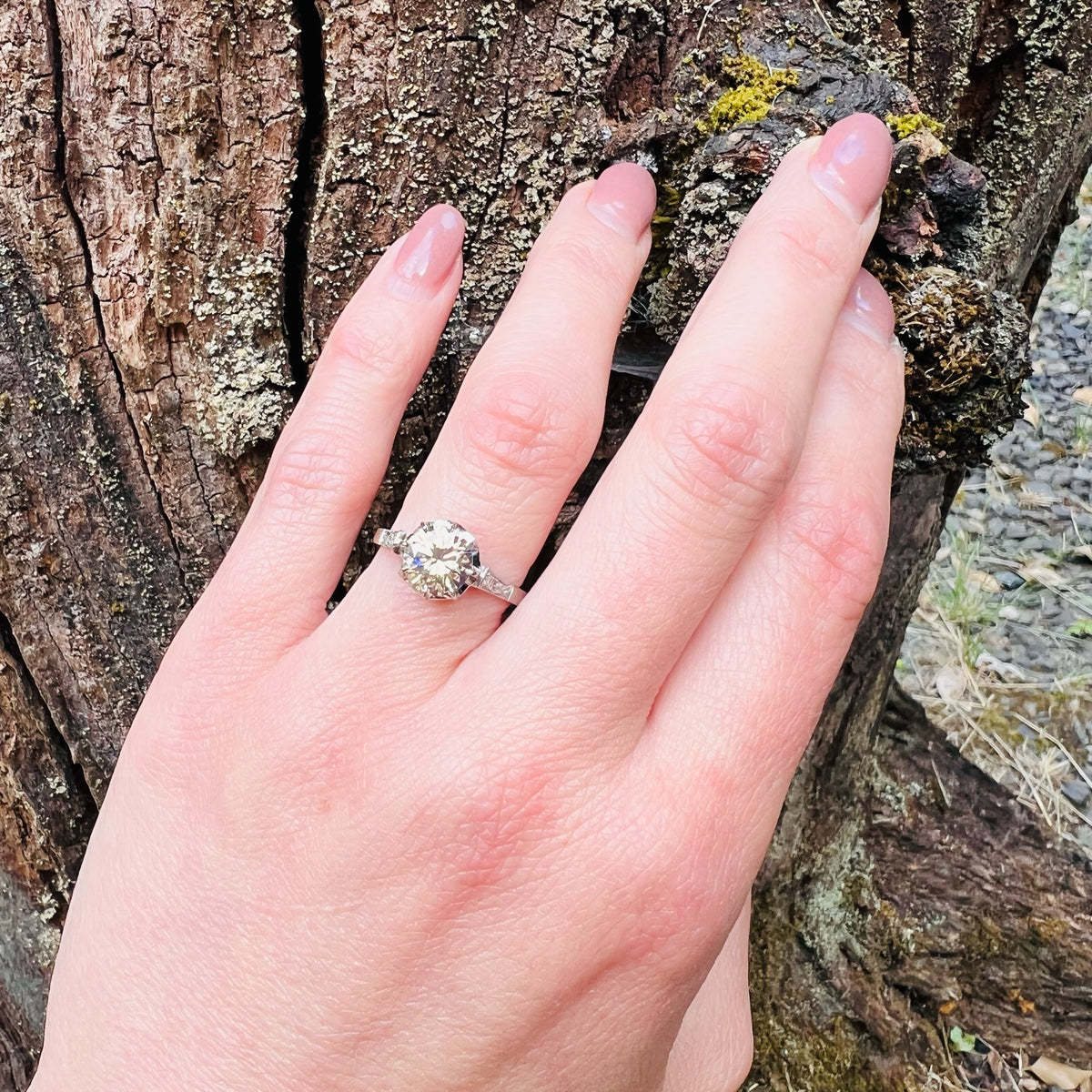 Lovely Fancy Diamond Platinum Engagement Ring