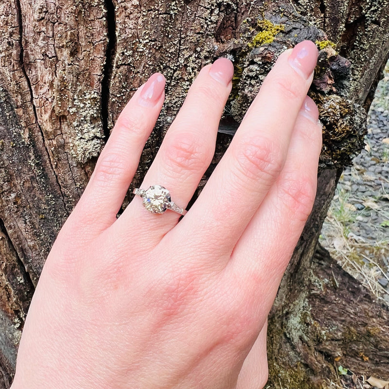 Lovely Fancy Diamond Platinum Engagement Ring