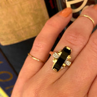 Unusual Two Tone Gold Onyx and Diamond Ring