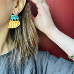 Fun & Colorful Mosaic Inlay Shell Earrings