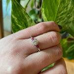 Platinum Diamond 1940s Engagement Ring with Ruby Baguettes