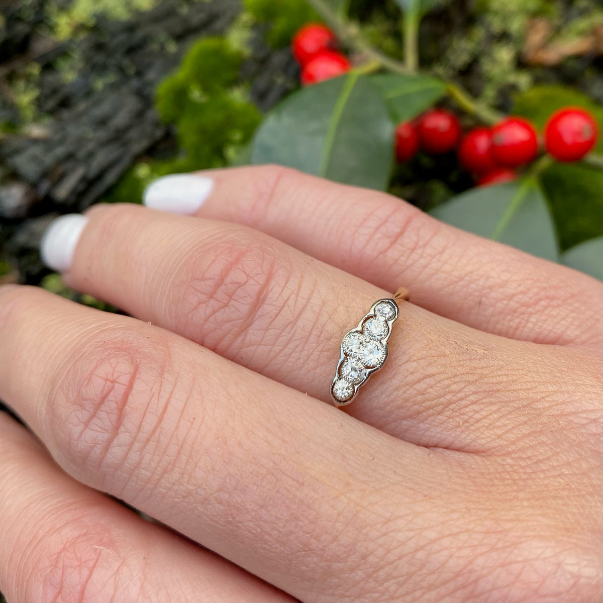 Delicate Edwardian Old Euro Diamond Band