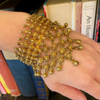 Floral Gilt Filigree Indian Bracelet with Bells