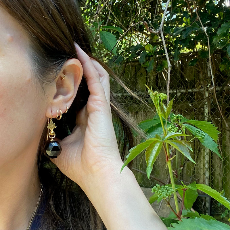 Darkly Romantic Victorian Onyx Earbobs