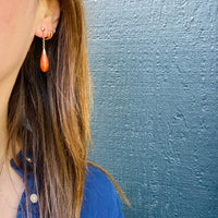 Red Jade Vintage Pendant Drop Earrings
