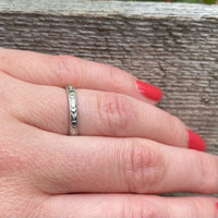 Engraved Platinum and 18k Gold Wedding Band by Traub