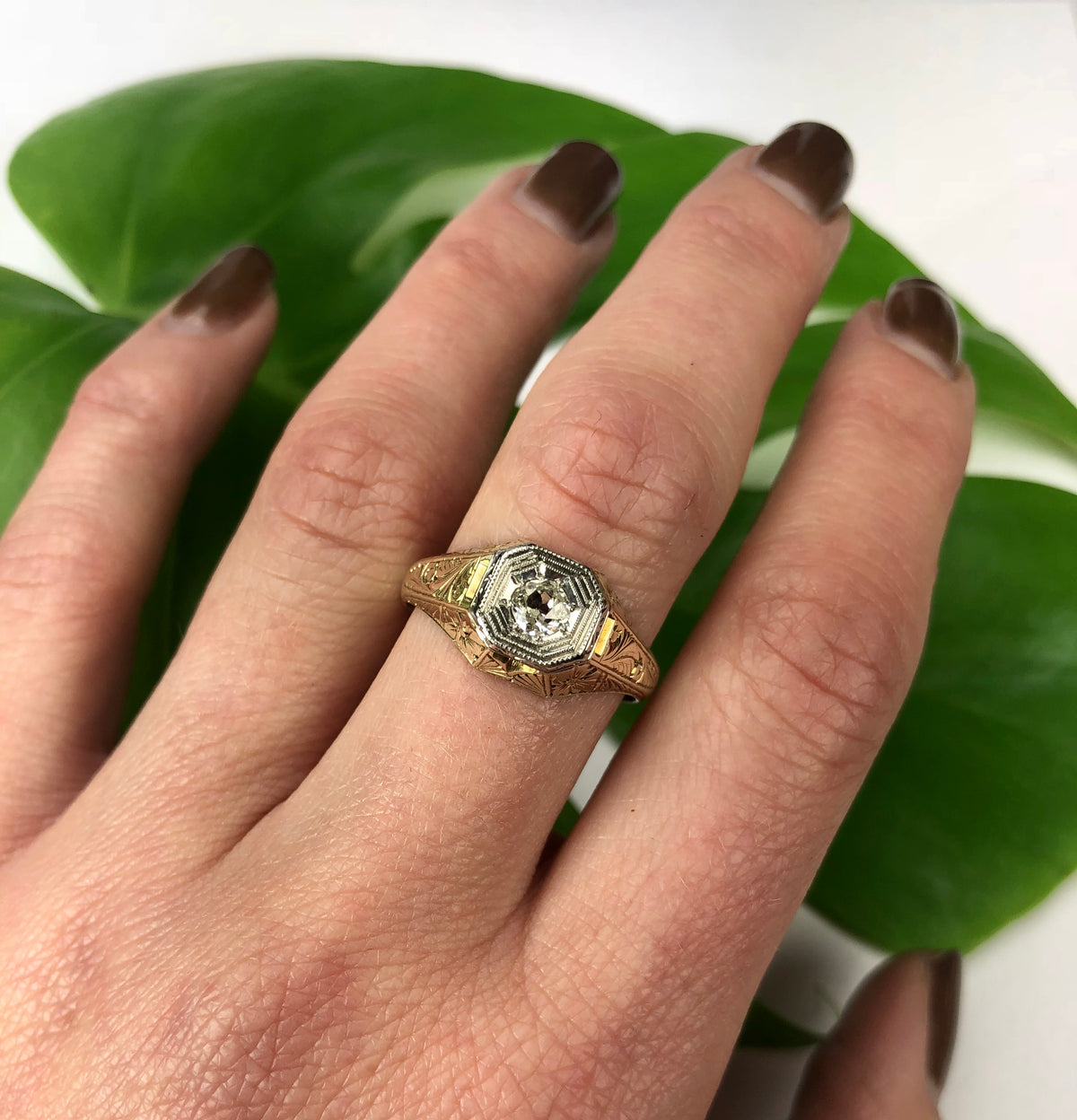 Platinum and Gold Diamond Set Gentlemans Ring