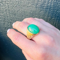 Celadon-Green Chrysoprase Signet Style Ring