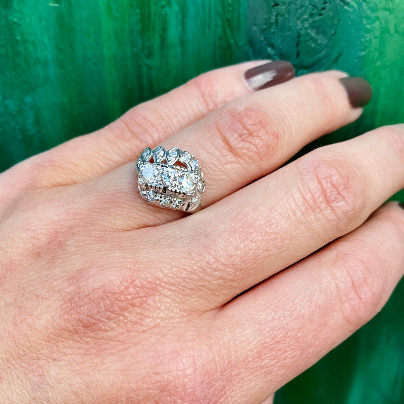 Lovely 1940's Asymmetrical OEC Diamond Ring