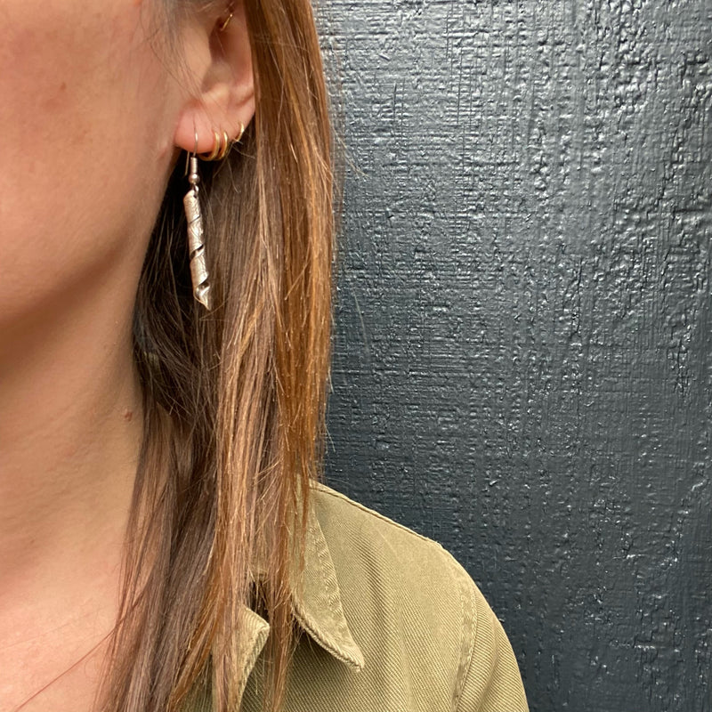 Sterling Ribbon Earrings with Northwest Coast Engraving