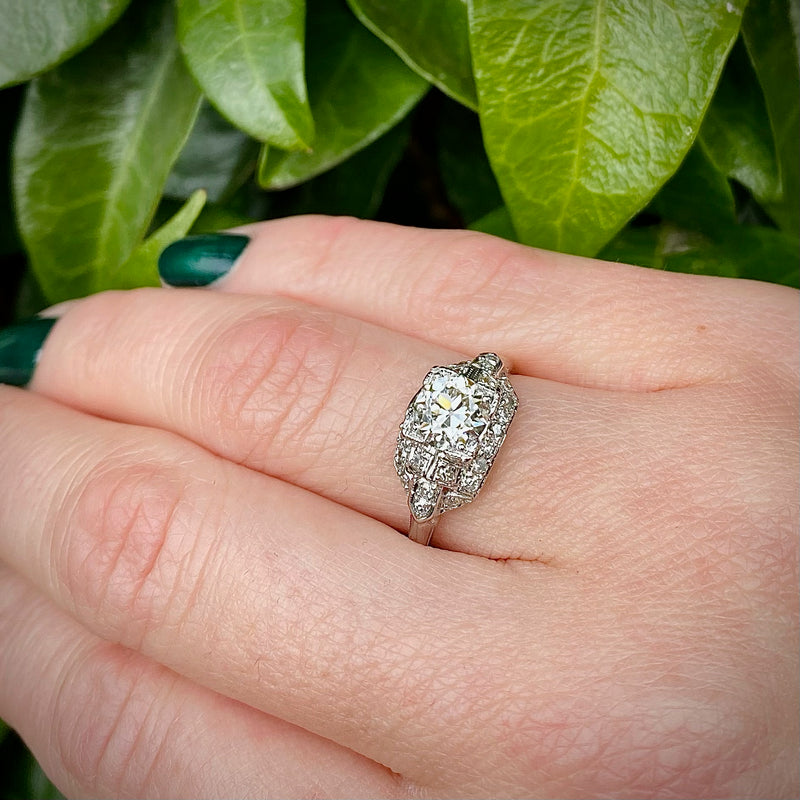 Brilliant 1.02ct Diamond Deco Engagement Ring