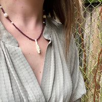 Carved Beads & Garnet Beads Necklace