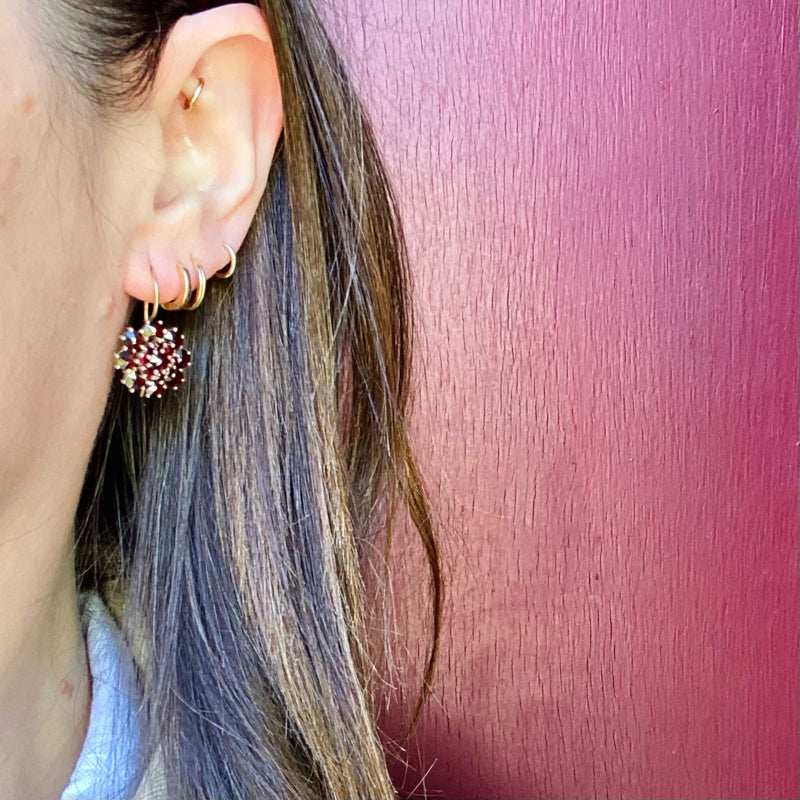 Garnet Clusters Vintage Flower Earrings