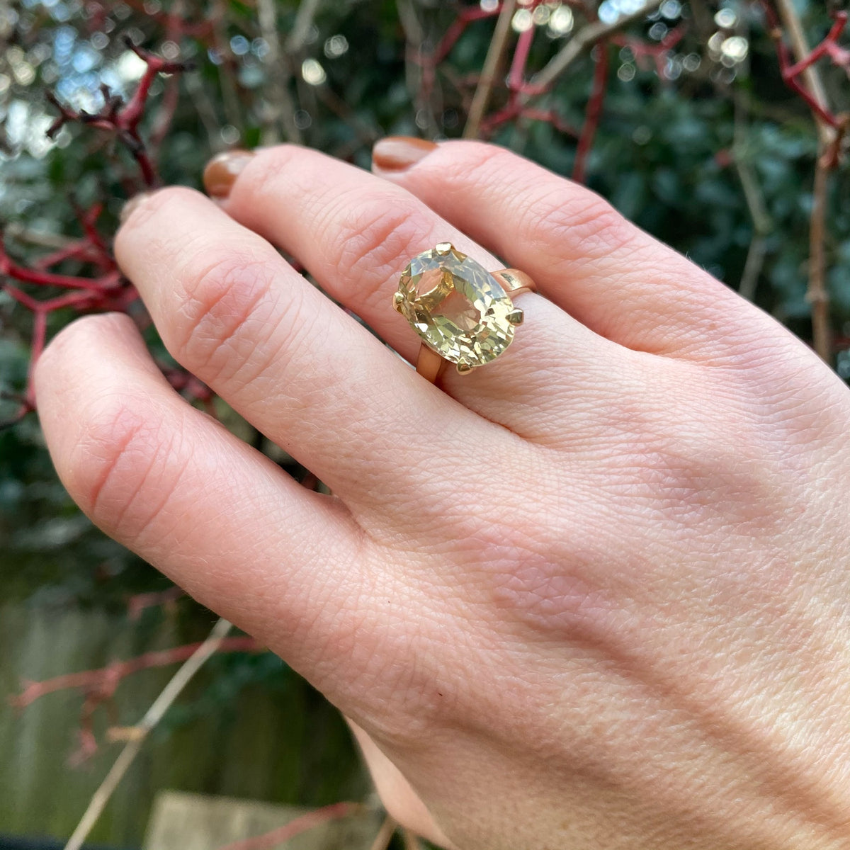 Gorgeous Big Citrine 18k Gold Ring circa 1950
