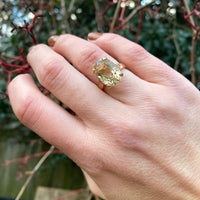 Gorgeous Big Citrine 18k Gold Ring circa 1950