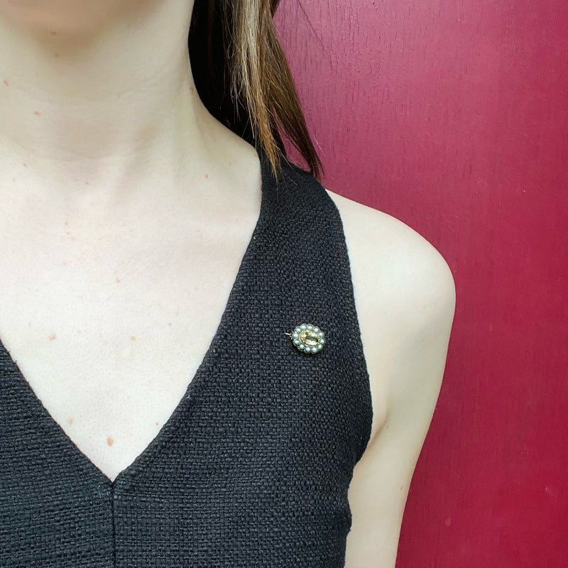 Citrine and Pearl Fichu Pin