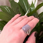 Architectural Blue Agate Ring in Sterling
