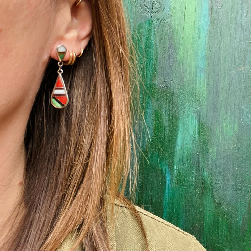 Colorful Inlay in Sterling Silver Earrings