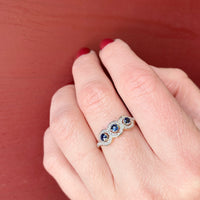The French Triple Infinity Sapphire and Rose Cut Diamond Ring