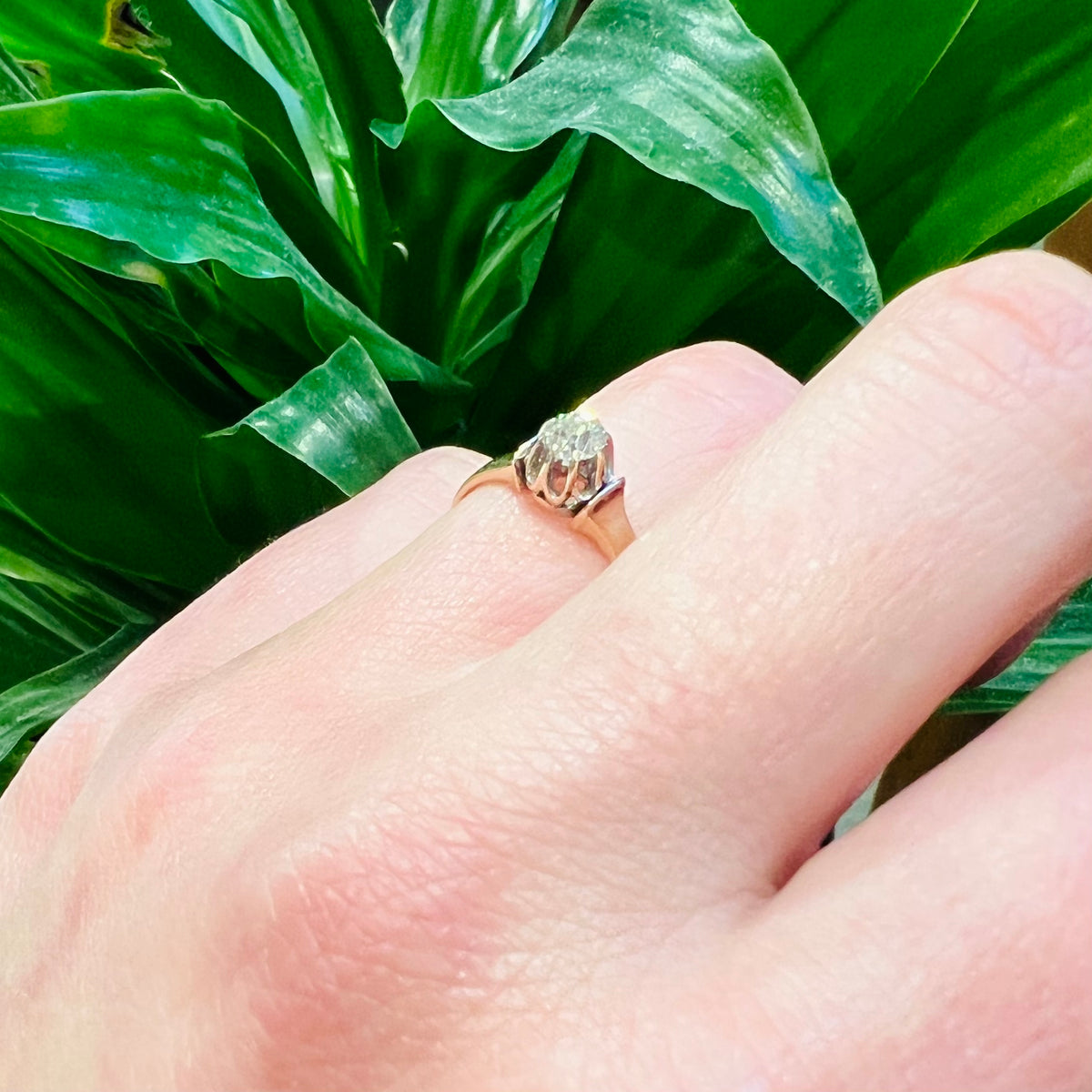 Edwardian Old Mine Diamond in 18k Engagement Ring