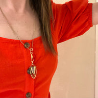 Rose & Yellow Gold Victorian Fob with Silver Feather