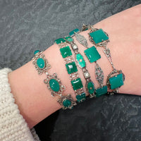 Deco Beauty Sterling Marcasite Chrysoprase Bracelet