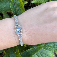 Fine Filigree Bracelet with Diamonds & French Cut Sapphires