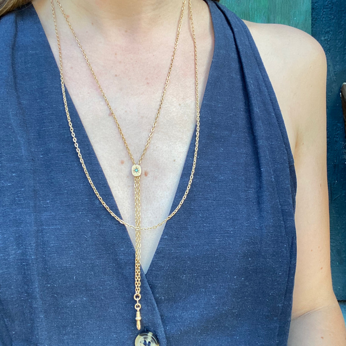 Victorian Slide Chain with Star Set Opal