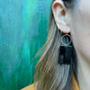 Bold Brass & Onyx Geometric Earrings by Brin