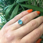 Platinum Filigree Two Carat Blue Zircon Solitaire