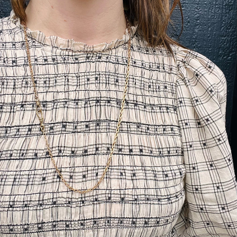 Rosy Gold Filled Engraved Link Chain with Double Hooks
