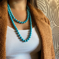 Long Turquoise Pâte de Verre Beaded Necklace
