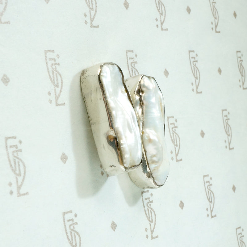 Silver Encased Baroque Pearl Studs