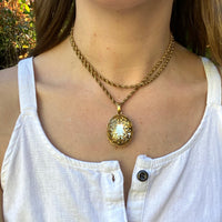 Superb Victorian Crystal Locket with Gold & Enamel Overlay