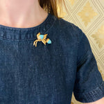 1960's Persian Turquoise 14k Yellow Gold Brooch