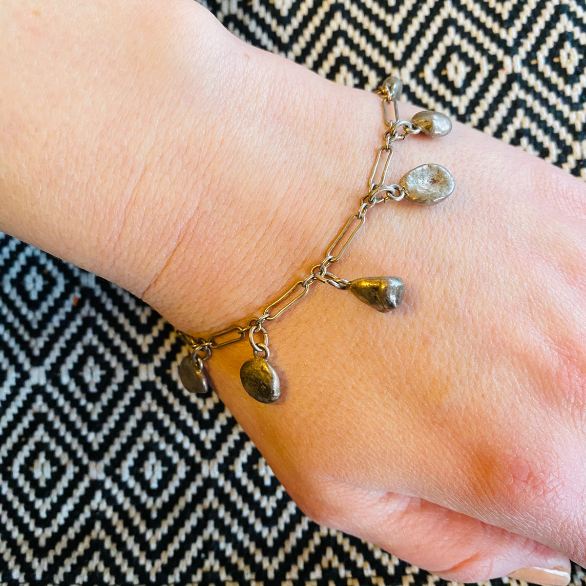 Interesting Silver Nugget Dangle Bracelet