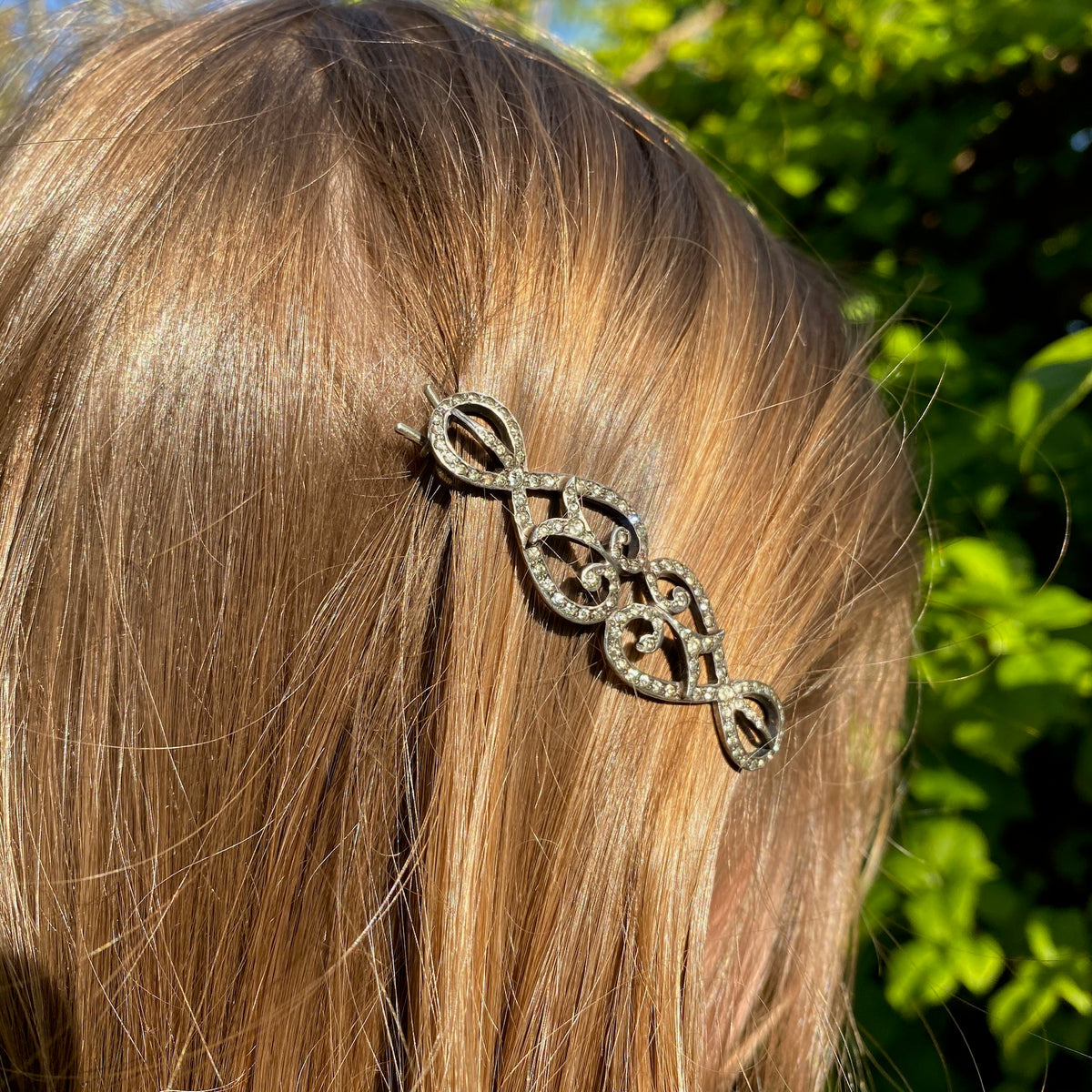 Rare Art Nouveau Sterling and Paste Barrette