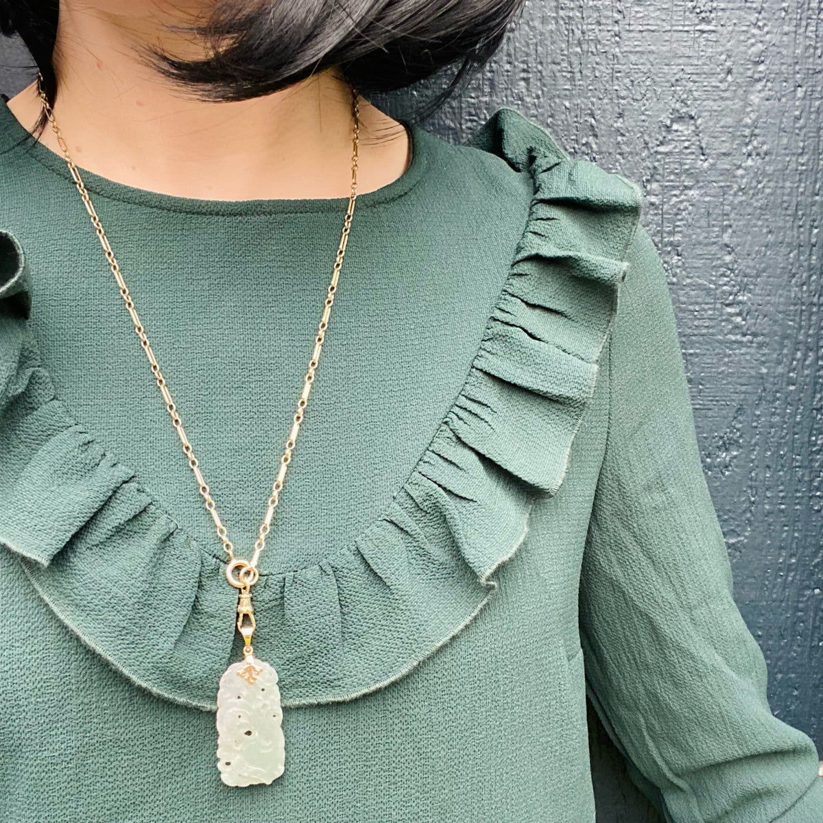 Ethereal Carved Jade Phoenix Pendant