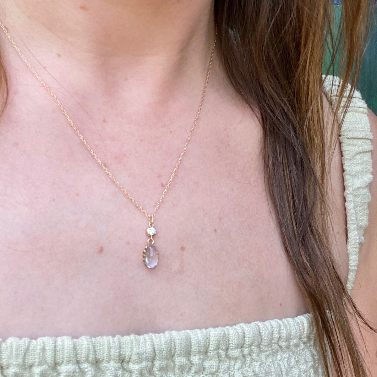 Luna Moonstone and Diamond Pendant