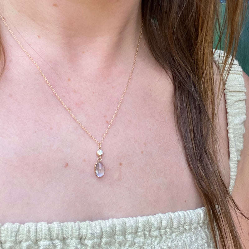 Luna Moonstone and Diamond Pendant