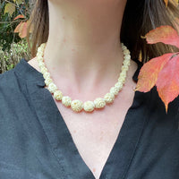 Chinese Roses Carved Organic Bead Necklace