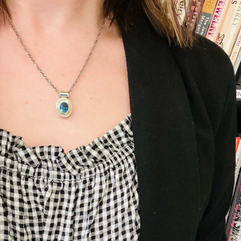 Vibrant Blue Topaz in Sterling Pendant