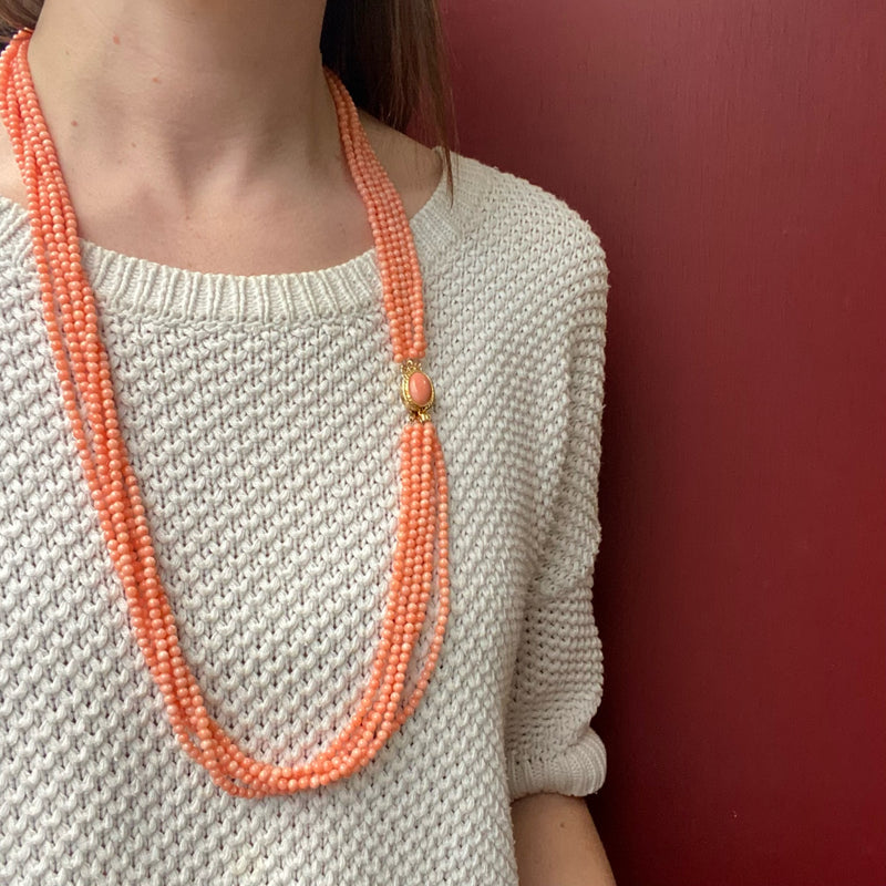 Three Strand Red Organic Bead Statement Necklace