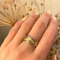 Floral 1960's 2 tone Gold Wedding Band
