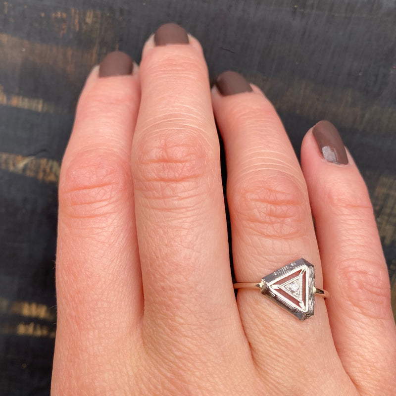 Diamond Triangle Art Deco Conversion Ring